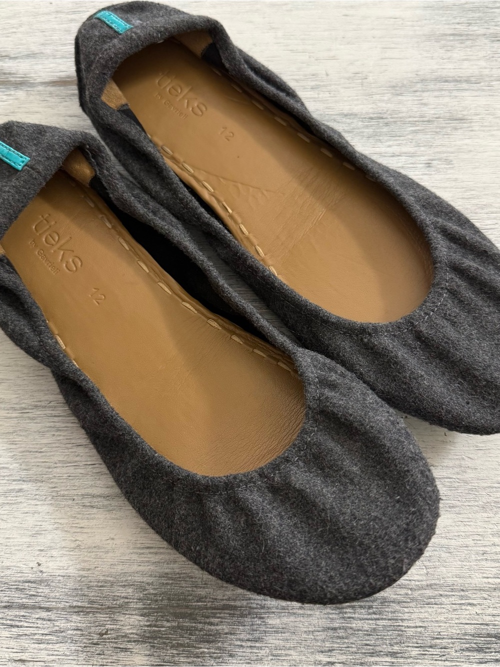 Tieks Greystone Charcoal Wool Flats size 12